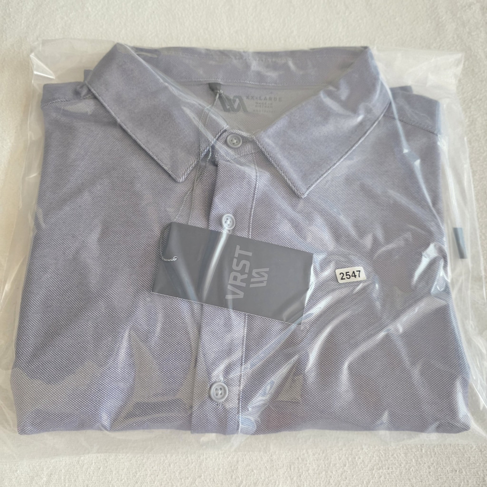 Athleisure Workwear VRST Button Down Shirt Men’s XXL Grey Heather Stretch Polo - Picture 10 of 10
